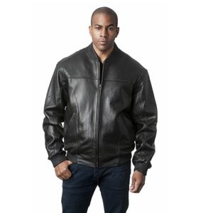 Black Premium Lamb Leather Bomber Baseball Jacket